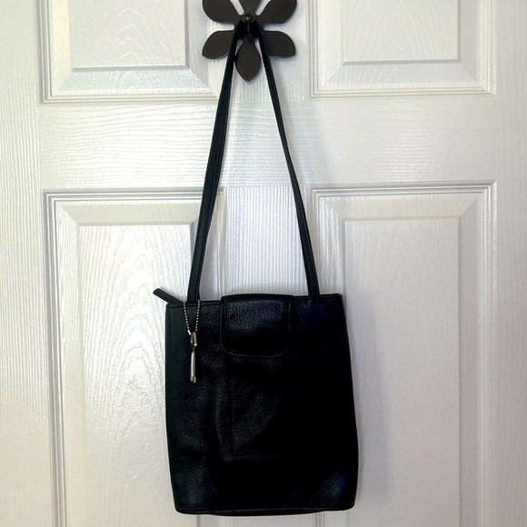 Fossil Black Leather Dual-strap Handle Shoulder Bag W/Fold-over Phone Pocket Zip - Picture 2 of 14